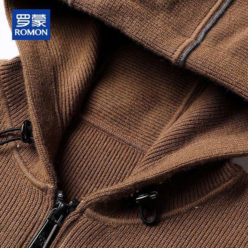 ROMON Men's Hooded Full-Zip Knitted Cardigan Sweater