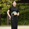 Black national style new Chinese Suzhou long cheongsam improved young 1011 new women's high-end sense daily wear