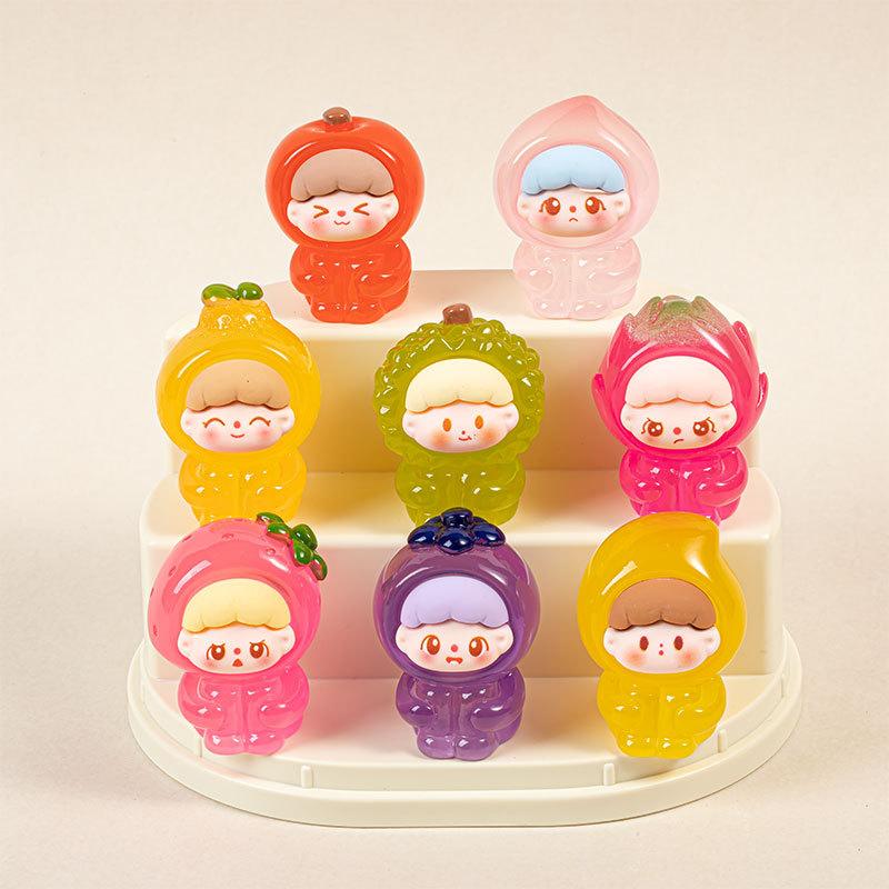 Cute Fruit Cartoon Noctilucous Fruit Doll Blind Bag Surprise Dolls Mini Figurine Micro Landscape Home Desktop Car Decoration