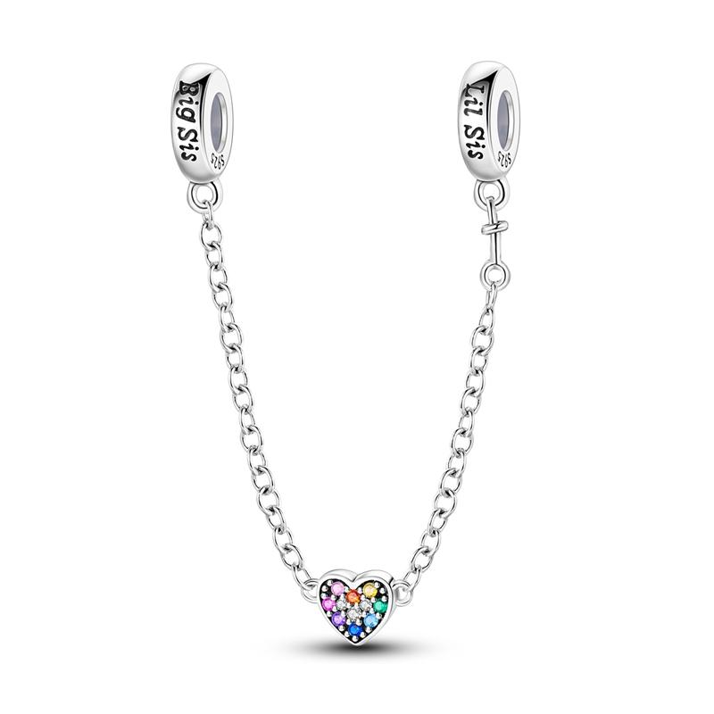 Original Copper Safety Chain Star Moon Airplane Earth Inlaid Zircon Charms Beads Fits Bangle Bracelet Diy Jewelry