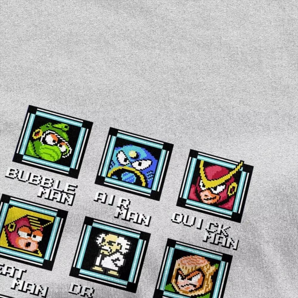 Men Women's NES Retro Video Game Mega Man Bosses T Shirt Accessories Megaman Gaming Cotton T-shirt Clothes Awesome Tee Shirt