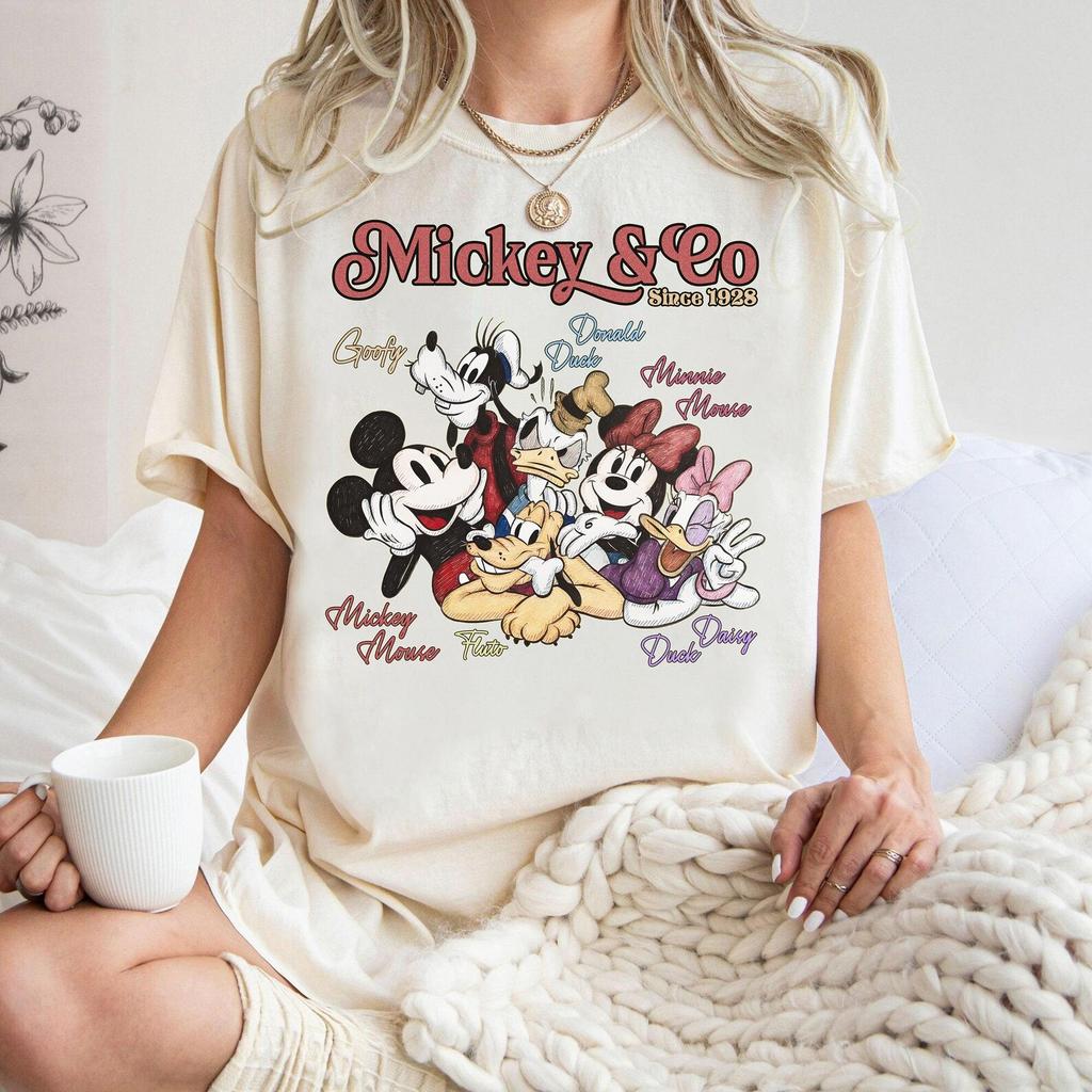 Comfort Colors Cartoon Mouse And Pals Signatures Shirt, Retro Mouse & Co Tee, Fairytale Family Vacation Shirt, Vintage Theme Park