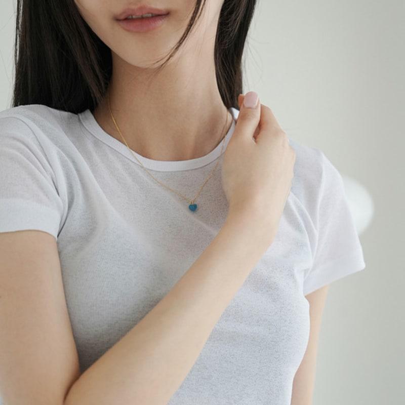 modernlike 14k gold-filled silver blue quartz crystal heart necklace