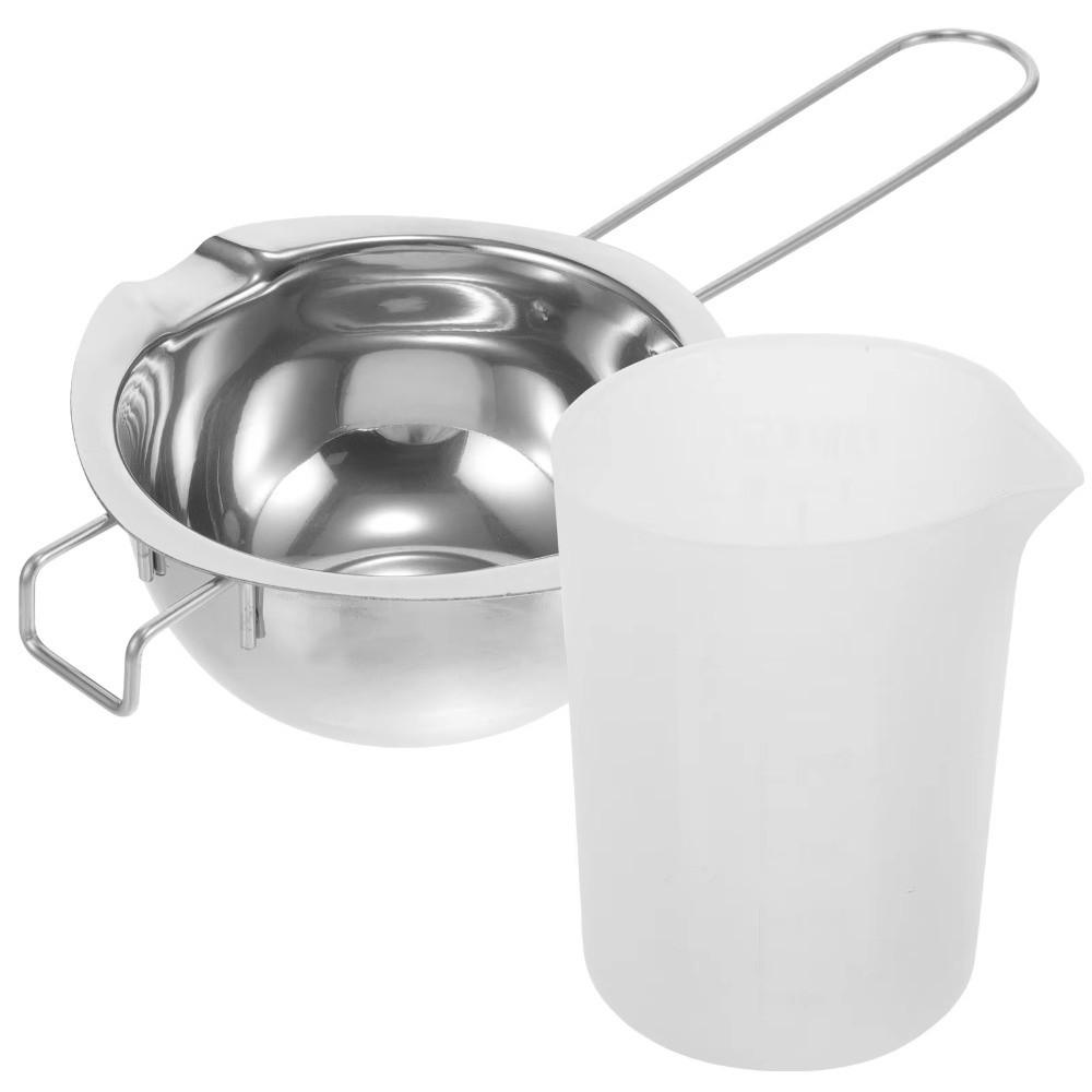 400/600ml Kerzenwachs Schmelztiegel Topf Edelstahl Hitzebeständiger Griff Schokoladenschmelztiegel Schmelzschüssel für Schokolade