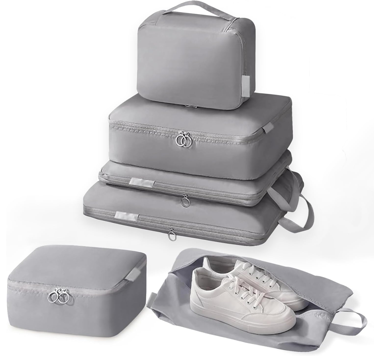 

роскошный компрессионный дорожный компрессионный упаковочный материал для хранения, легкое сжатие с изменяемой обувью, нижним бельем, дорожным чехлом для одежды [6 предметов], сумка,