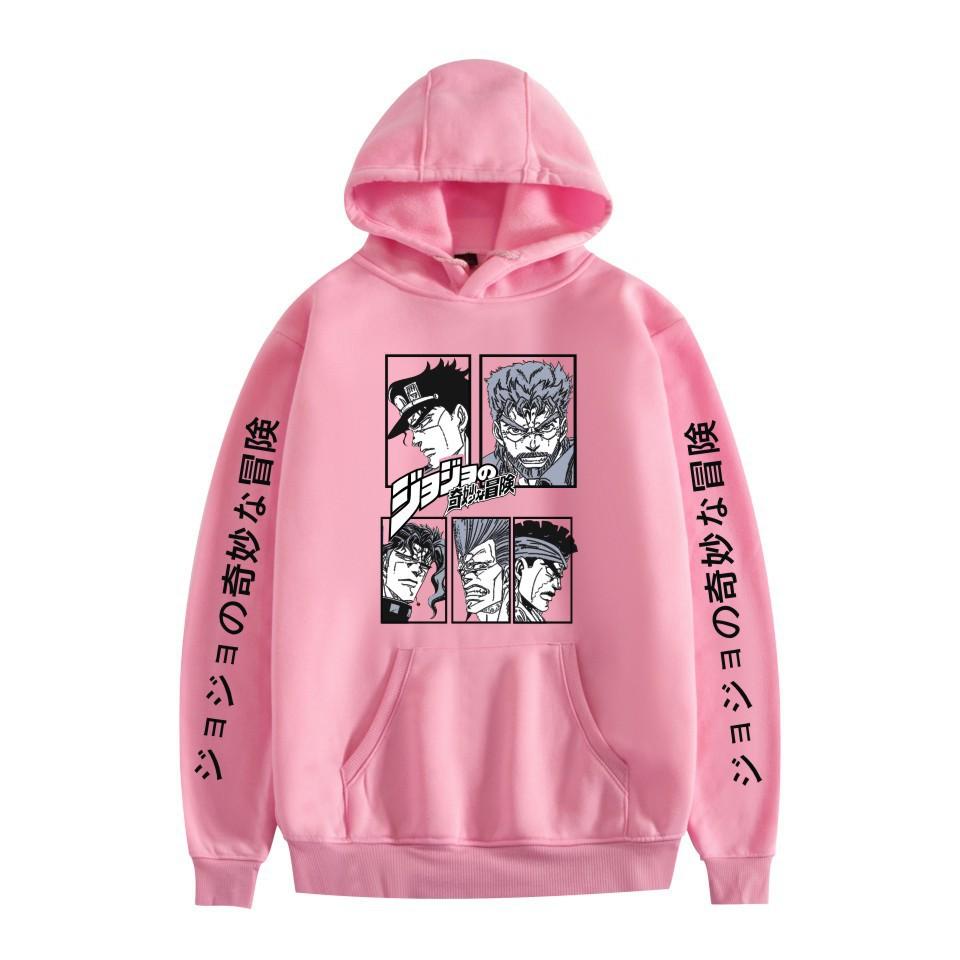 Japanese Anime JOJO Bizarre Adventure Printed Hoodie with A Fluffy Lining Man Sweatshirts Long Sleeve Fashion Female Streetwear