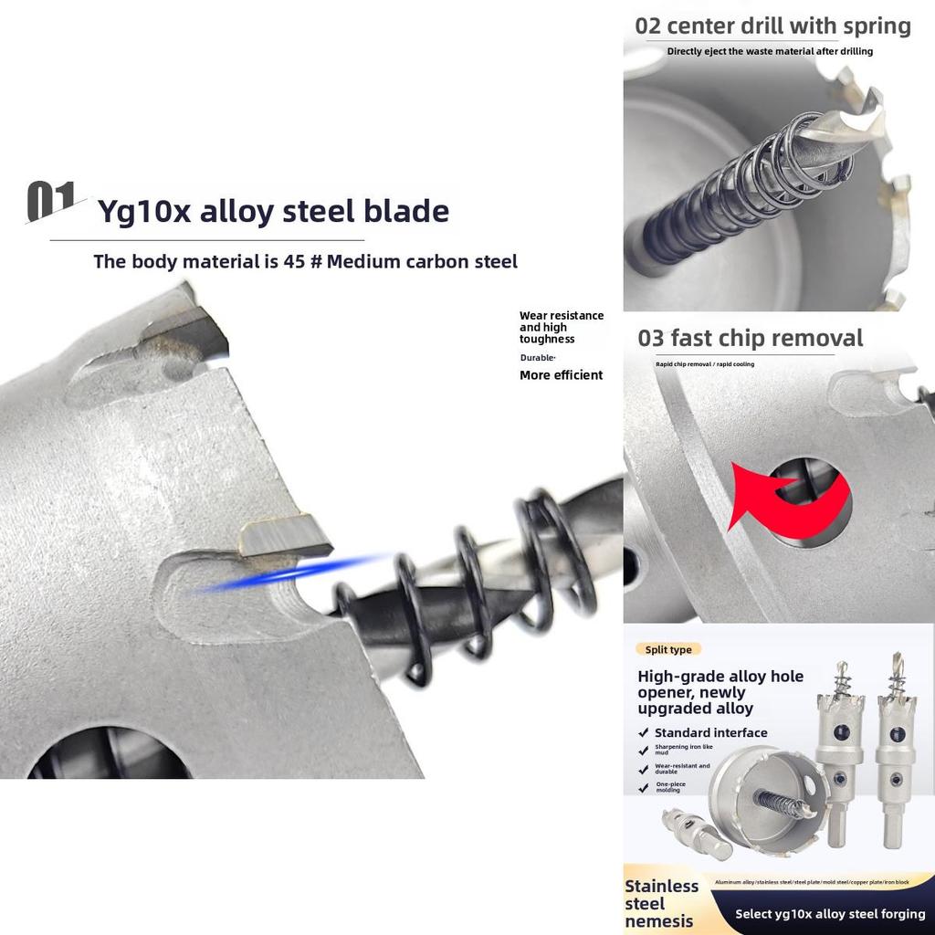 Metal Hole Puncher Kit For Thick Steel Plates With Alloy Drill Bits For Metalworking Professionals