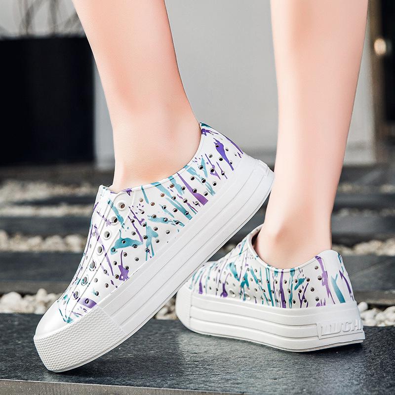 

LUCHI Summer Women s Thick-Soled Waterproof Hole Shoes: Breathable, Height-Increasing Round-Toe, Soft Sole Casual Wear. 36