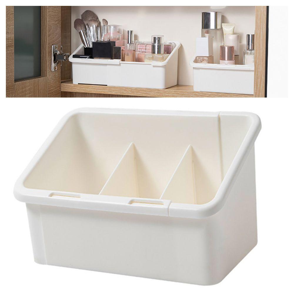 Expandable Design Cosmetic Storage Box White Desktop Storage Rack  Bathroom Organization