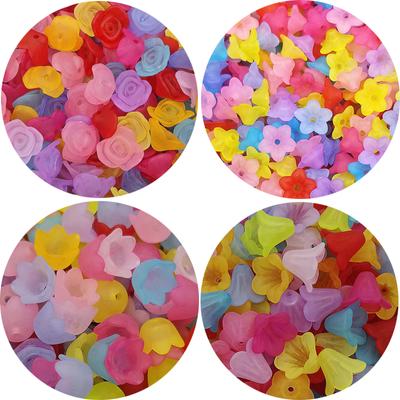 Mixed Trumpet Flower Frosted Acrylic Plastic Beads Caps End Caps para DIY Pulseira Colar Fazendo Jóias Descobertas