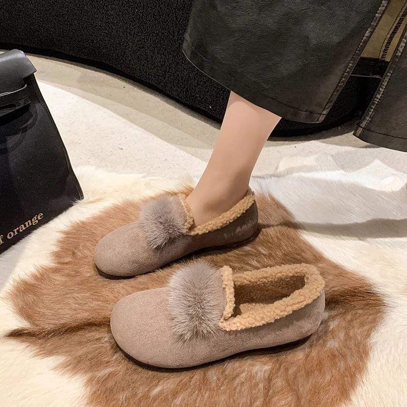 2025 neue Damen Doudou Schuhe Winter Samt ultraweiche Sohle Mode Oberbekleidung verdickte Baumwollschuhe Rindsehnensohle rutschfeste Damenschuhe