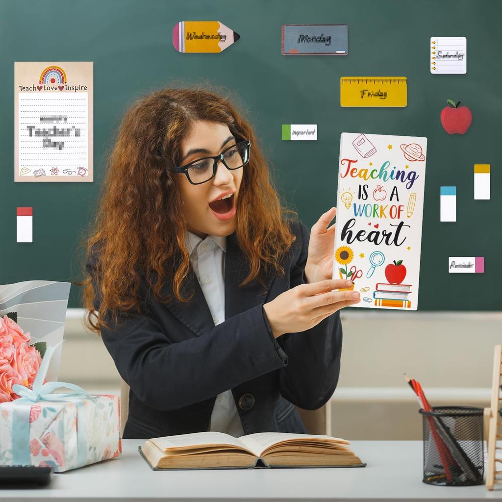 Teacher Sticky Notes, Teacher Appreciation Gift, Blackboard Self-Stick Note Pads with 3 Point Pens, Writing Memo Pages Kids Employee School