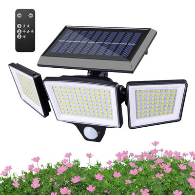 Solar Lights Outdoor Waterproof With Remote Motion Sensor 2500 LM Waterproof Lamp 3-Heads Outdoor Solar Yard Lights For Outside