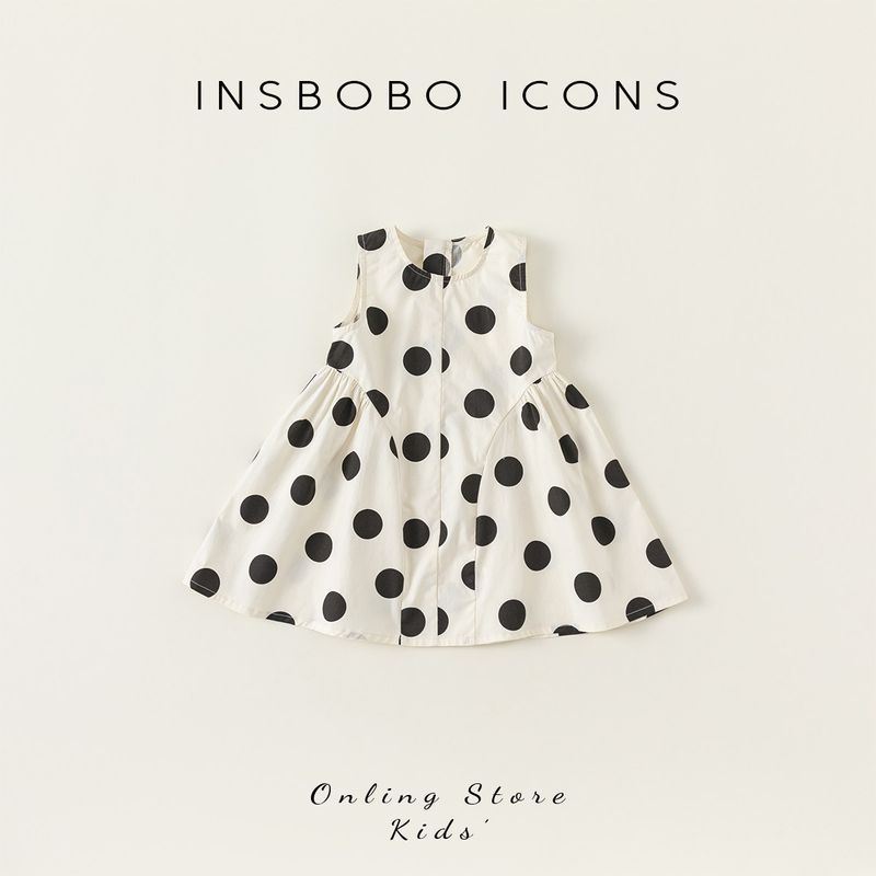 Модное повседневное платье в горошек для девочки Insbobo Black Polka Dots 90