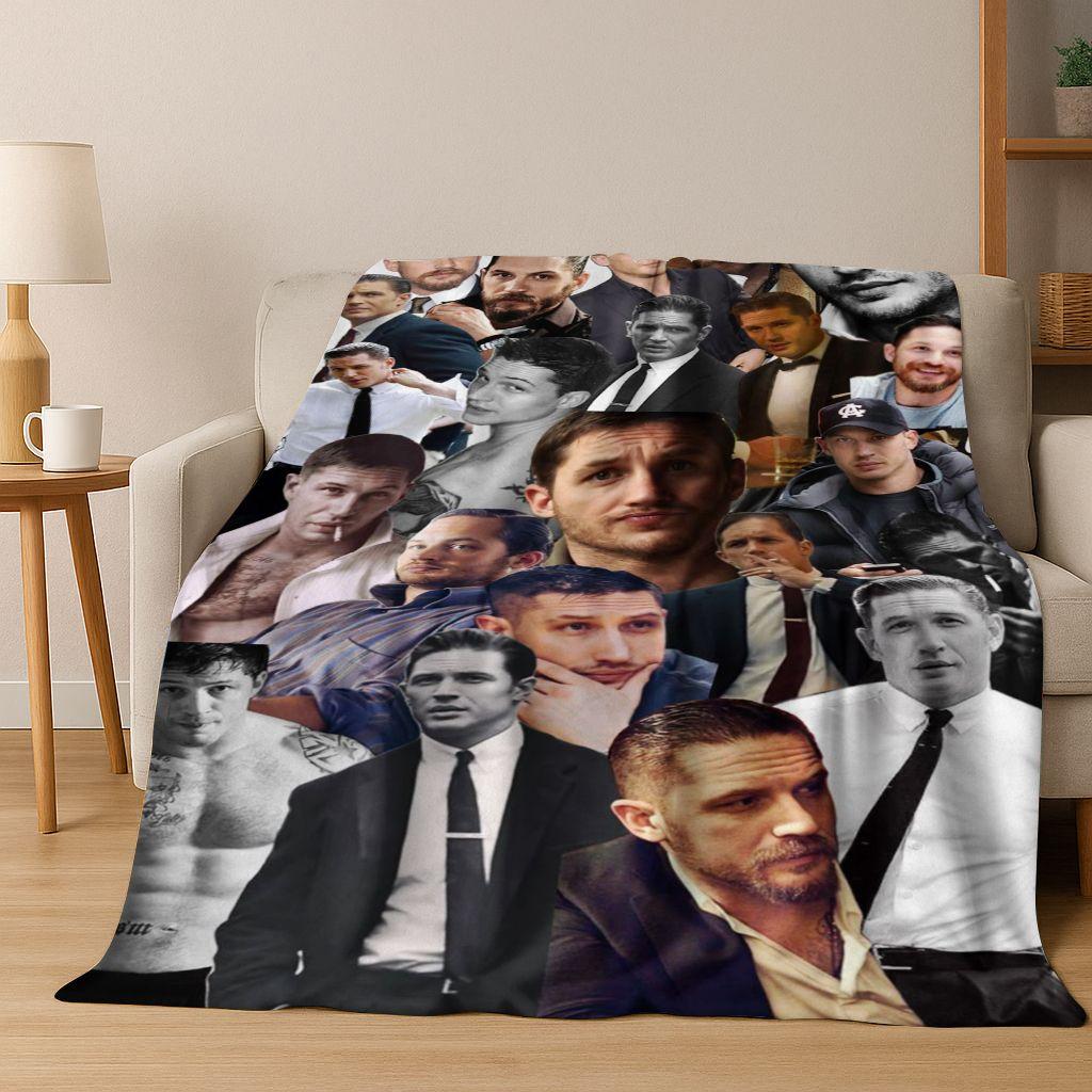 3D Tom Hardy Art Actor Star Flannel Blanket,Cozy Soft Throw Blanket for Home Bedroom Bed Sofa Picnic Office Cover Kids Gift