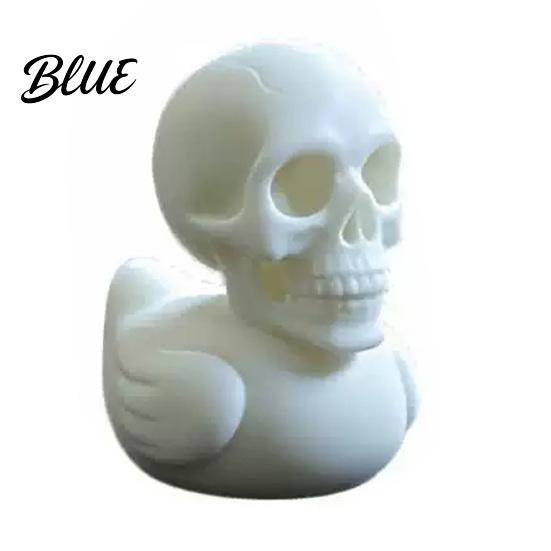 Trendy Desktop Accessory 3D Printed Skull Duck Figurine Gothic Skeleton Head Statue Halloween Black White Art Spooky Desk Ornament Quirky