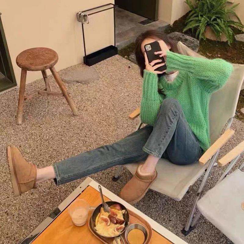 Women's Snow Boots with Thickened Fleece, Anti-slip and Waterproof Short Cotton Shoes