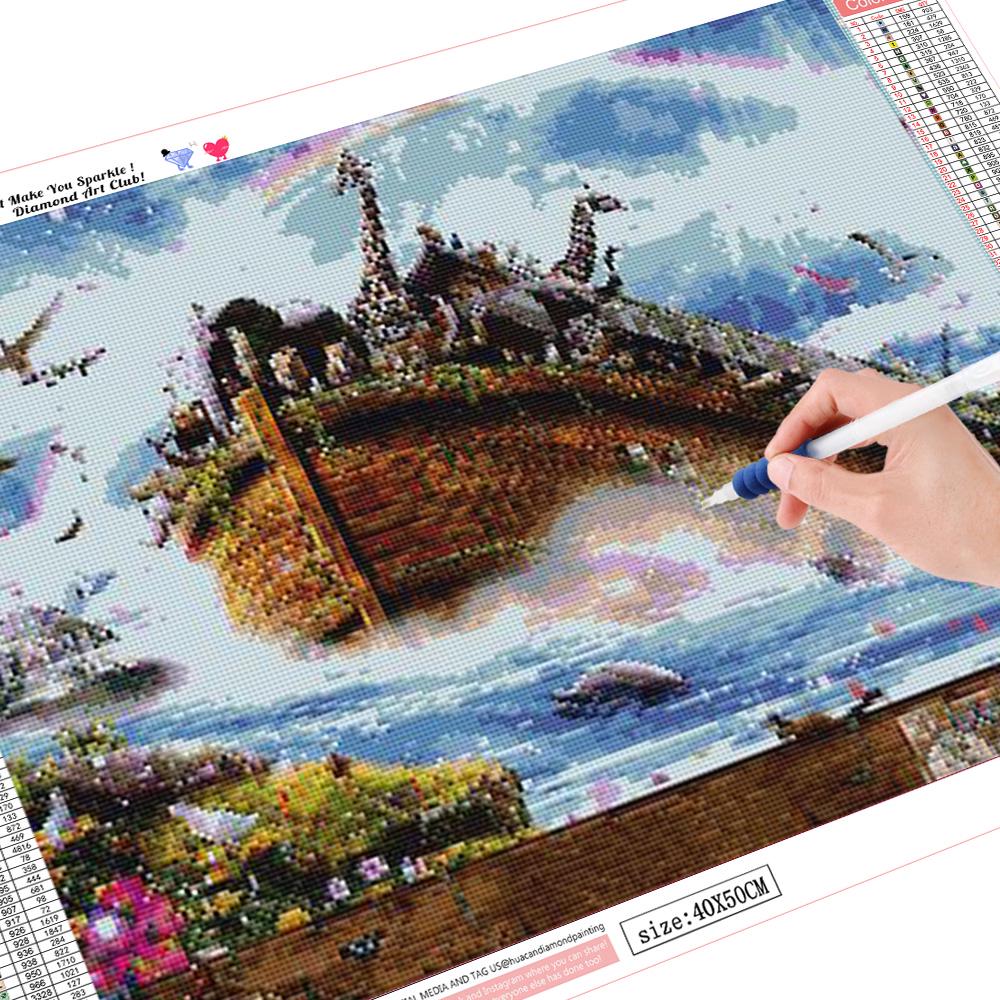 

HUACAN 5D Алмазная вышивка мультфильм животные вышивка крестиком DIY алмазная живопись полный алмазный пейзаж стразы домашний декор подарок Full square 25*30 cm