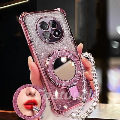 For Xiaomi POCO F7 Pro M7 X7 X6 X5 X3 F6 M6 Pro C65 C75 C71 M5S Case Glitter Plating Mirror Magnetic Phone Holder Bracelet Cover