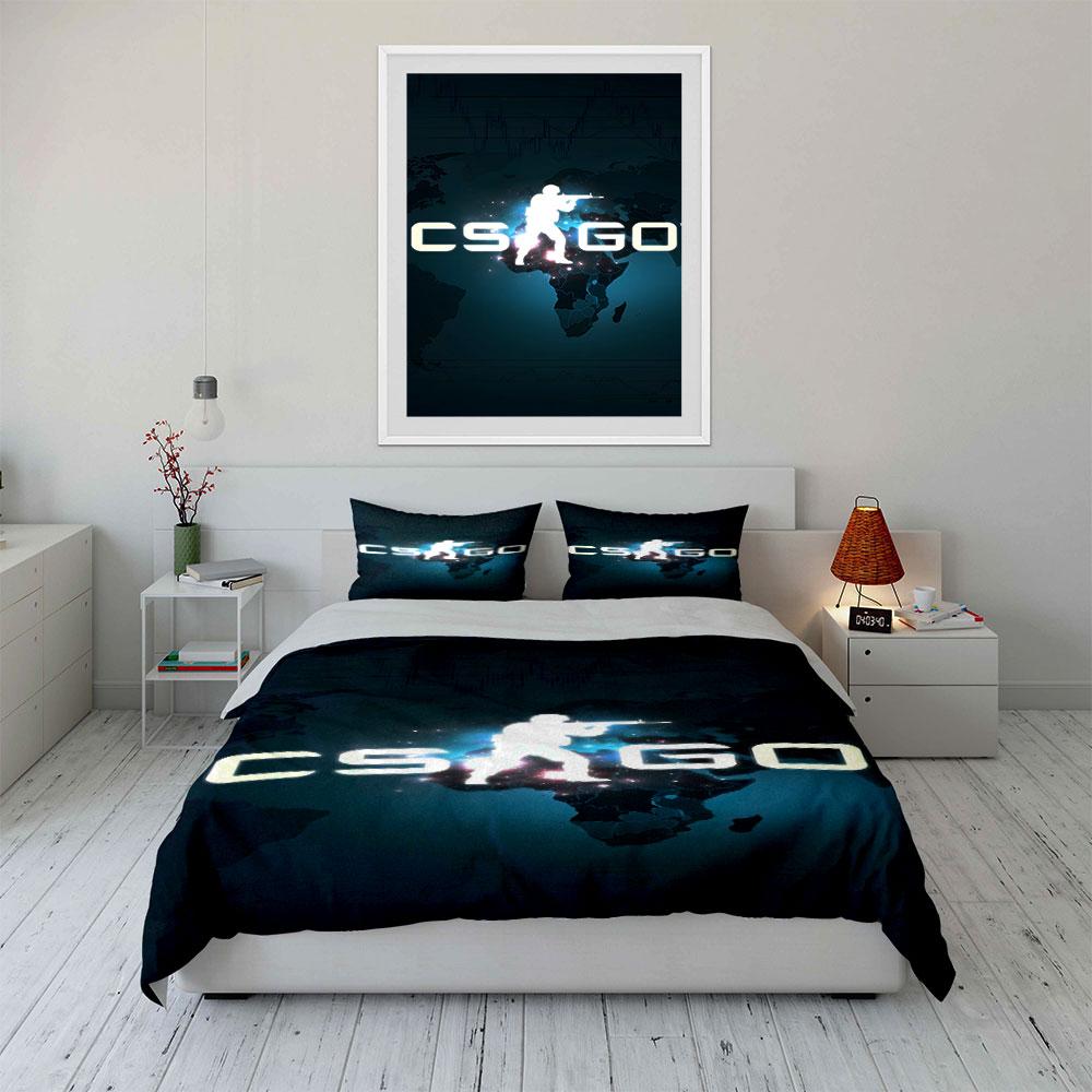Silhouette, "CSGO," world map. Bedding sets Duvet cover sets Duvet covers Pillowcases(1 * Duvet Cover 2 * Pillowcases without duvet insert)