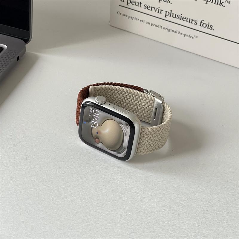 Suitable for iwatch9 Apple Watch with s10 generation nylon Applewatch87se elastic braided SE color matching