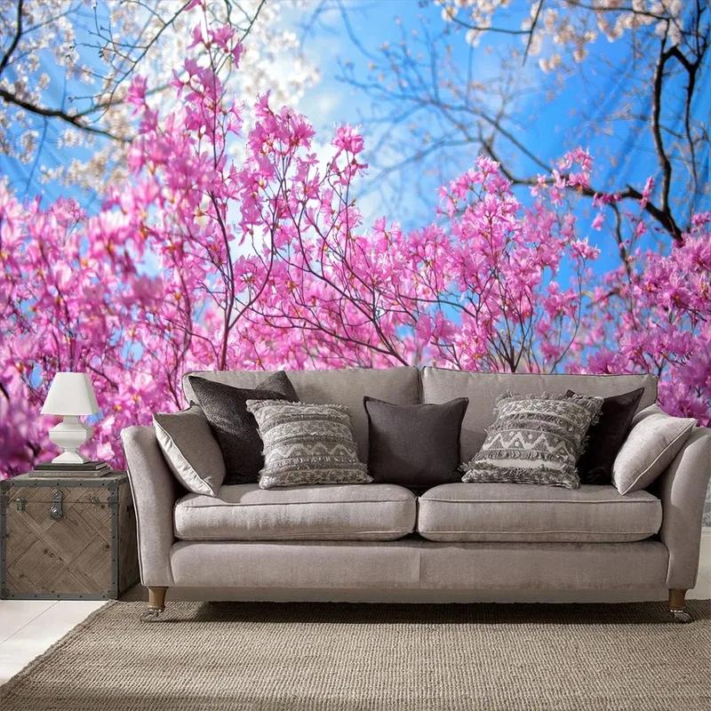Pink Romantic Cherry Blossom Pattern Tapestry Office Living Room Tapestry Home Wall Decoration Tapestry