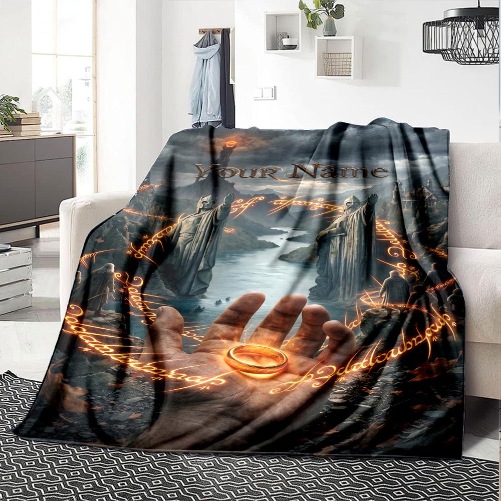 Lord Rings Customize Text Blanket Cozy Personalized Blanket Durable Comfort for Sofa Bed Office Chair Nap Ideal for All Seasons