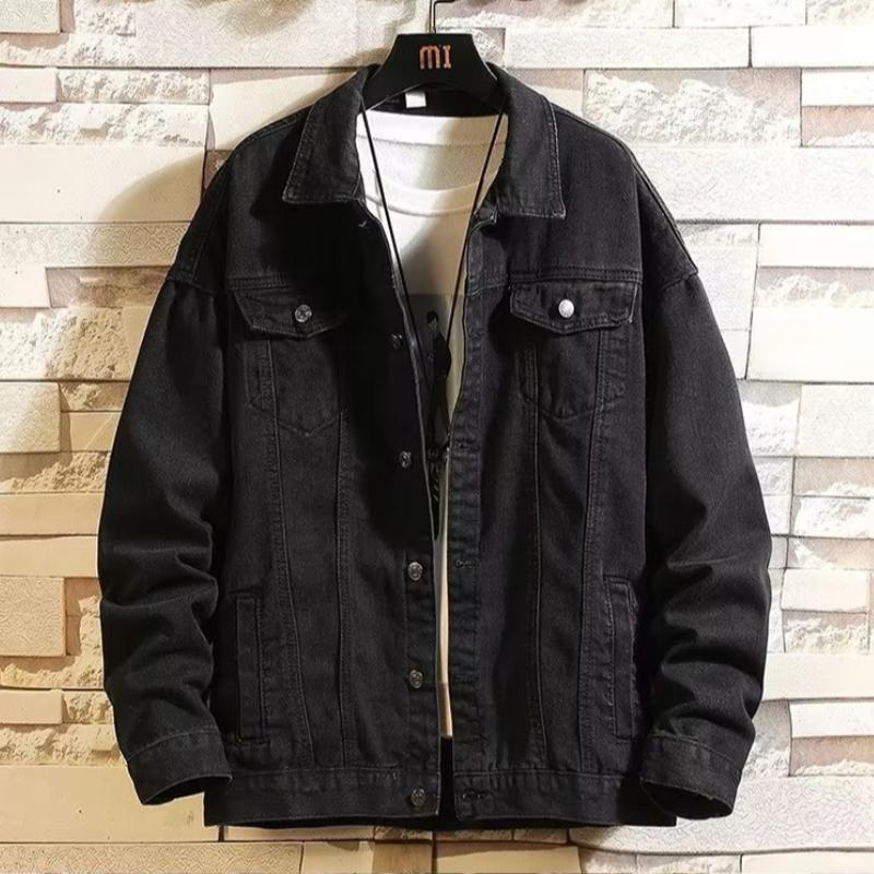 Giacca di Jeans Versatile da Uomo per Primavera e Autunno, Vestibilità Larga Taglie Forti Giacca Cargo Jeans Casual Streetwear Giacca di Jeans Abbigliamento da Esterno Quotidiano da Uomo