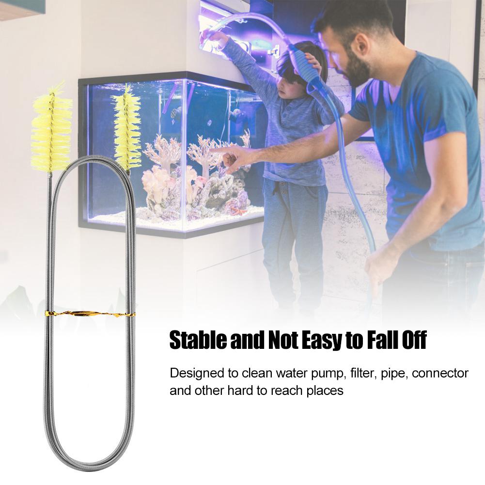 Flexible Tube Aquarium Fish Tank Filter Brush Pump Hose Double Head Brush