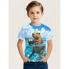Kids Boy T-Shirt 3D Capybara Ocean Coconut Drink Print Crew Neck Short Sleeve Tee Children Summer Beach Outfit