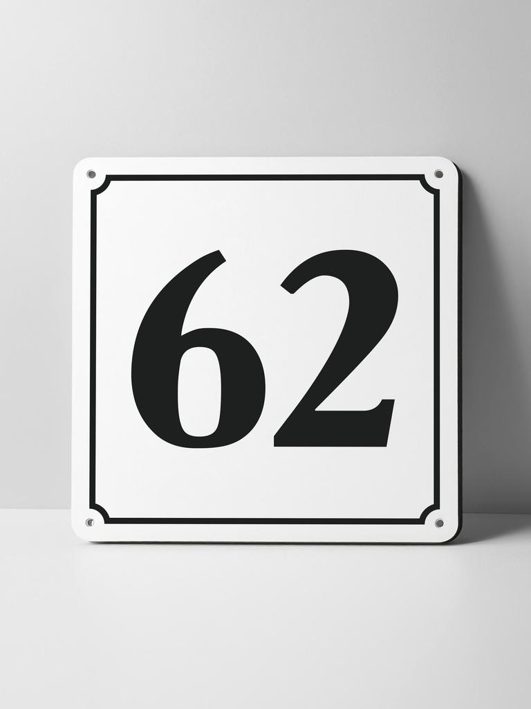 Metal Sign Black House Number On White Background Outdoor Wall Art Decor