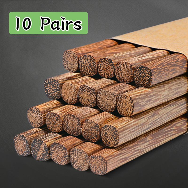 10 Pairs New Natural Rosewood Chopsticks Reusable Healthy Chinese Wooden Chop Sticks Sushi Food Stick Tableware Kitchen Utensils