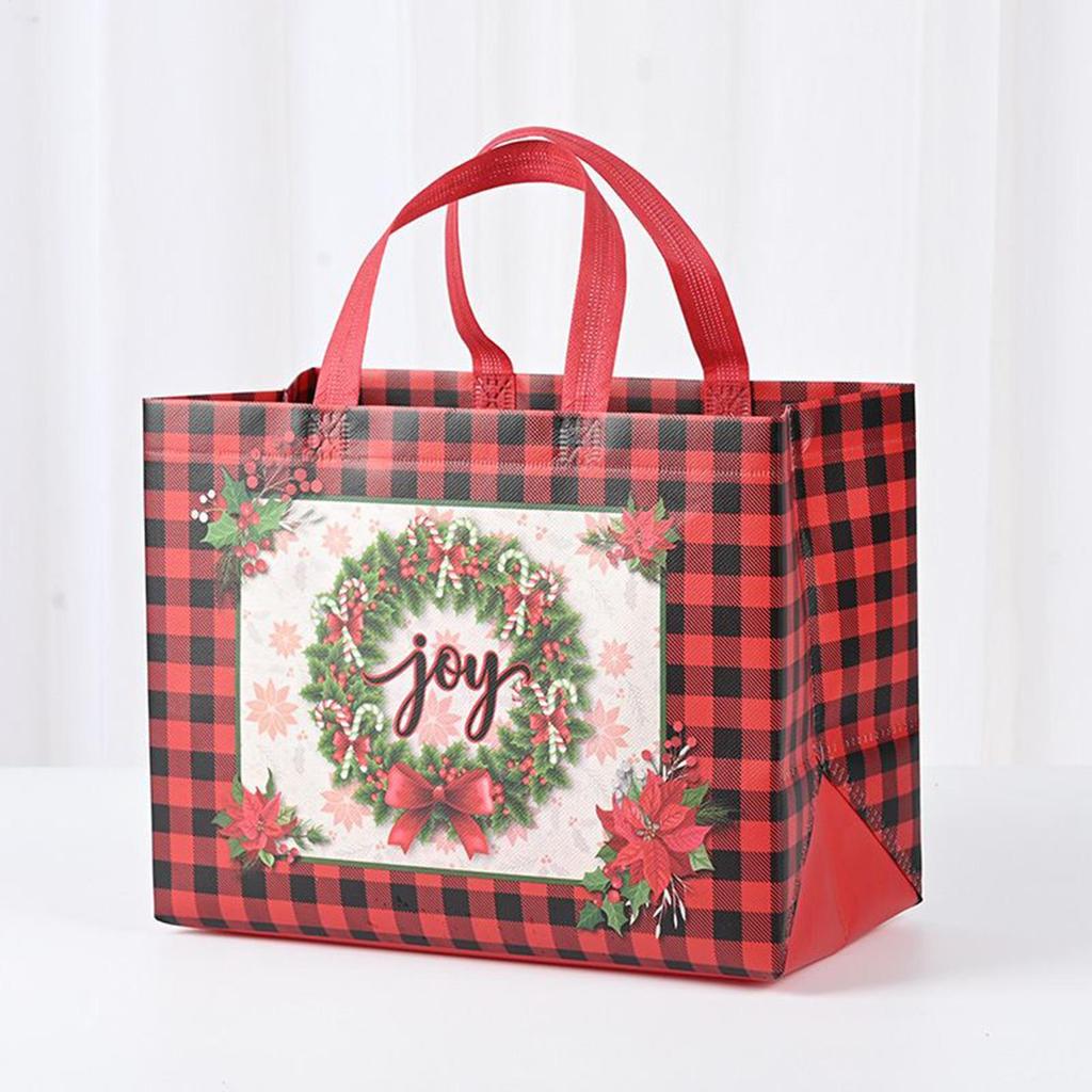 Christmas Bags 12 Pieces Non Woven Festive Wrapping Sacks Holiday Treat Bags With Handles For Party Favors Treat Chocolate Candy