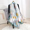 Small fresh design Korean print new silk satin temperament long scarf women's office shawl travel photo decorative scarf