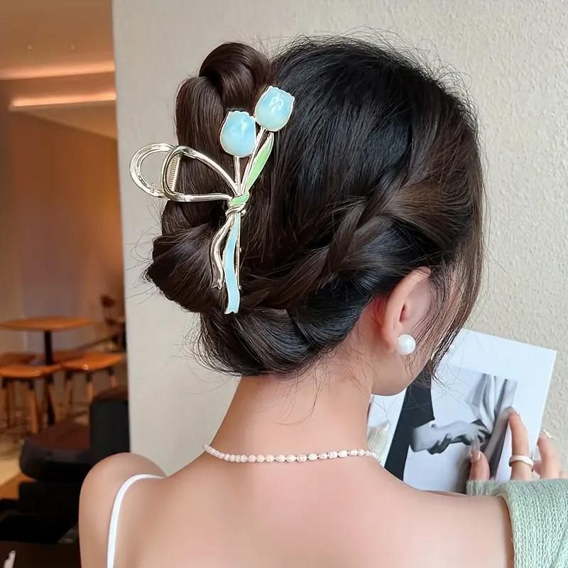 1PC Temperament Grab Clip Gardenia Back Of Head Grab Clip Tulip Shark Clip Large Sweet Super Fairy Premium Multi-Coloured