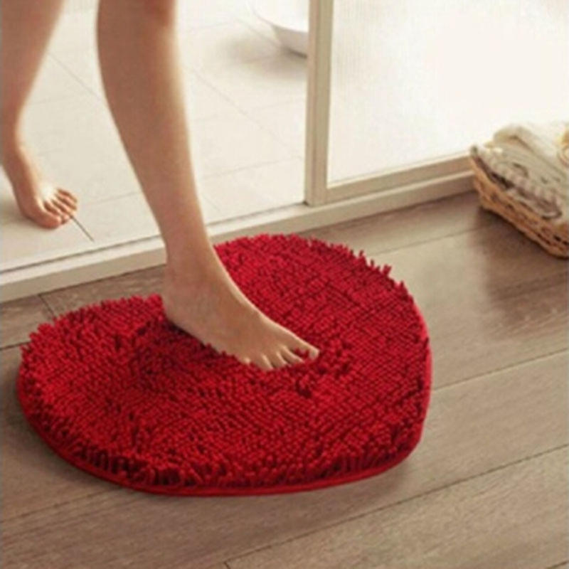Heart Shaped Rugs Soft Non Slip Doormat Washable Water Absorbent Rugs for Home Entrance Bathroom Shower Floor Decor