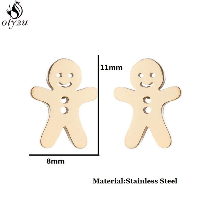 Funny Stainless Steel Gingerbread Man Earring Cartoon Ghost Ear Jewelry Girls Delicate Mermaid Fairy Earrings Gifts Accessories
