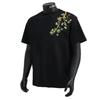 Vintage American Camellia Embroidered T Shirt Women Loose Fit Streetwear Black Short Sleeve Top