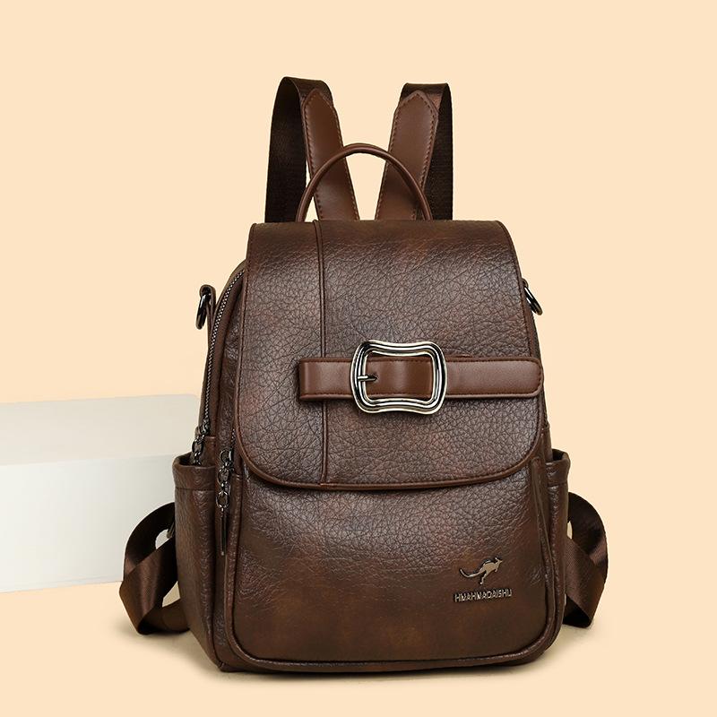 

Dual Shoulder Bag - Large Capacity Travel Mom Bag - Soft Leather Bag - Commuting Backpack коричневий/кавовий