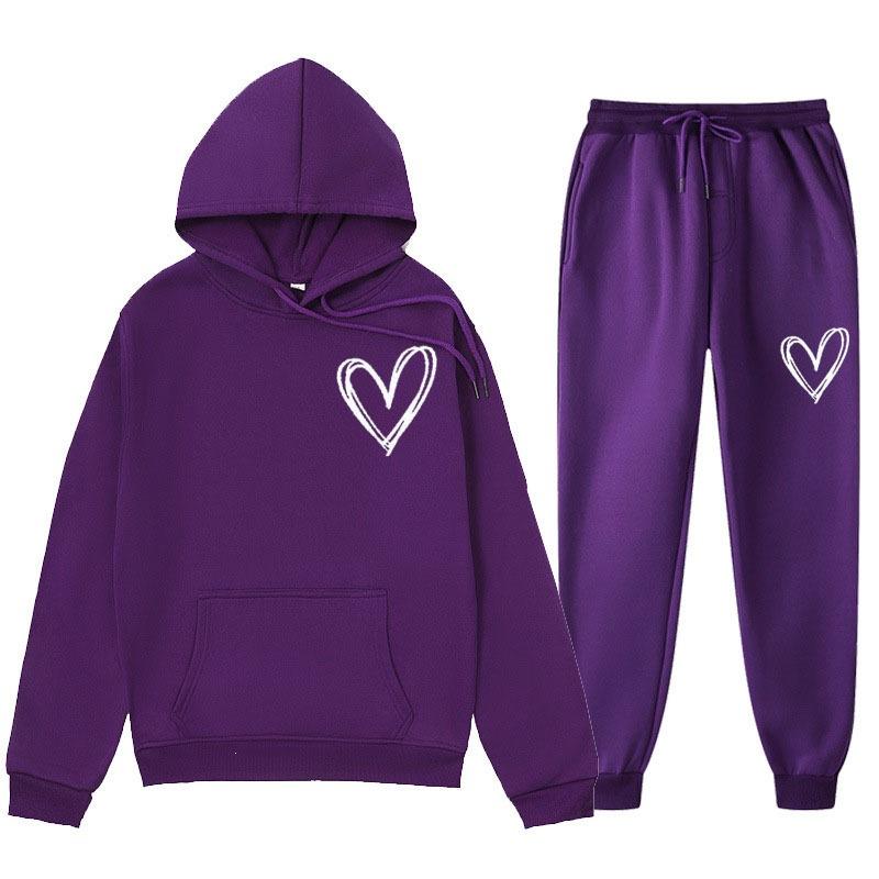 Spring and Autumn Sweater European and American Sweatpants Velvet Men's and Women's Loose Tops and Jackets Couple's Printed Hooded Suit