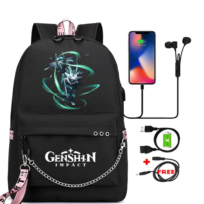 Anime Game Travel Backpack Printed Canvas Backpack Students Women Large Capacity Bookbag Usb Charging for Boy Girl School Bag Kids Gifts