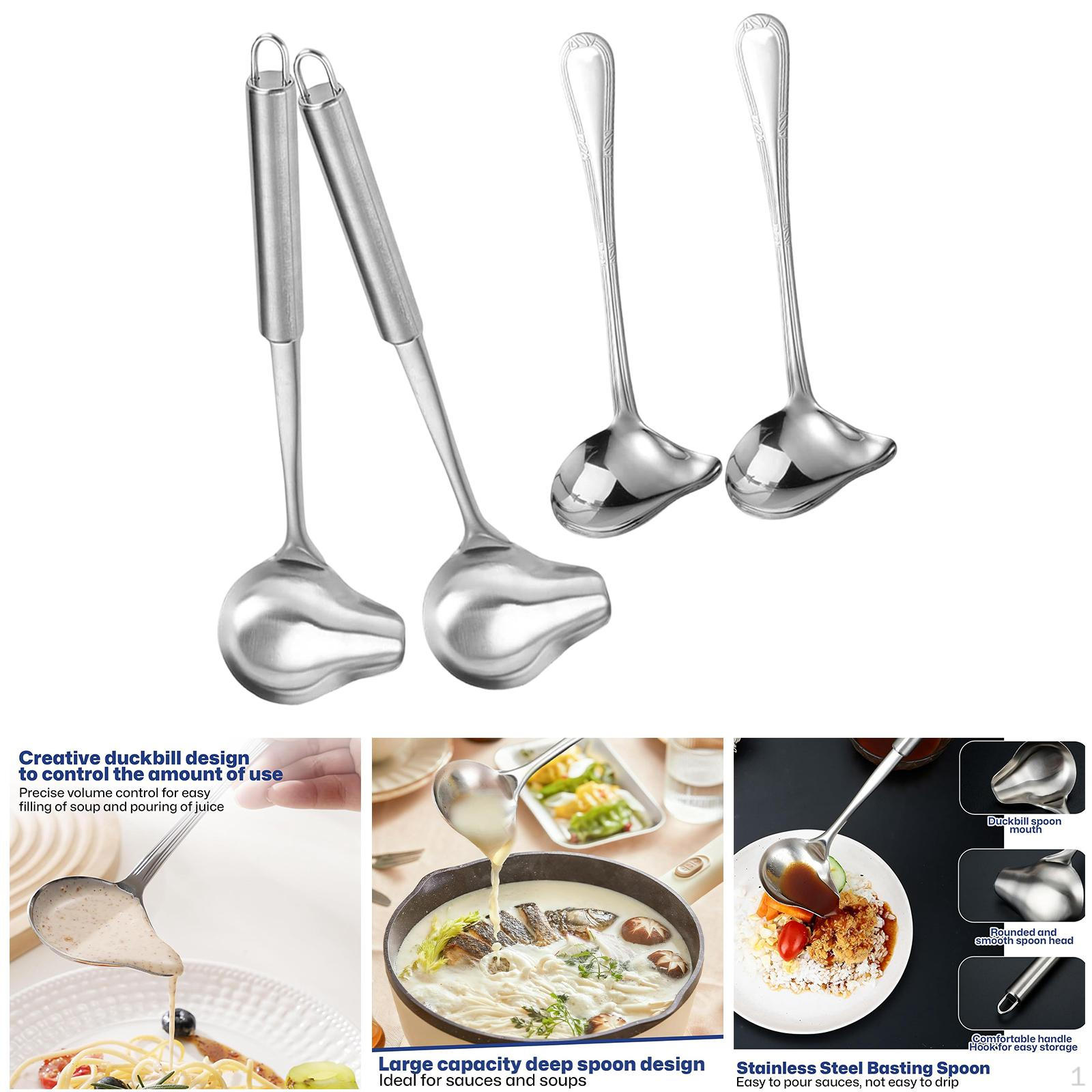 

4x Sauce Ladle with Pouring Spout Stainless Steel Durability Cooking Tool Professional, Comfortable