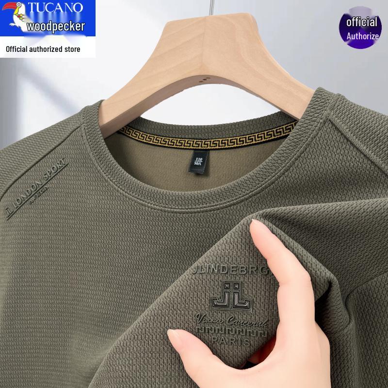 Woodpecker Men's 2025 Fleece-Lined Crew Neck Long Sleeve Sweatshirt for Autumn/Winter