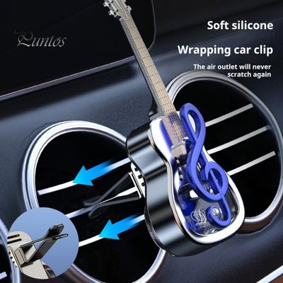 Car Air Freshener Guitar Shape Aromatherapy Diffuser Rotating Car Diffuser Dashboard Ornaments Easy Install Car Vent Clips Long-lasting Fragrance