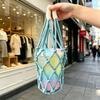 Bag For Water Bottle Handwoven Mesh Portable With Handle Drink Carrier Bag For Shopping Work Travel Daily Outdoor