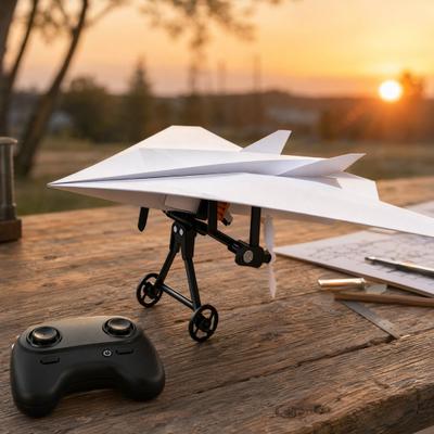 Yousheng RC Paper Airplane DIY Kit, Remote Control Plane Electric Module with Gyro Stabilizer, Dual Propellers, Paper Aircraft Launcher Component