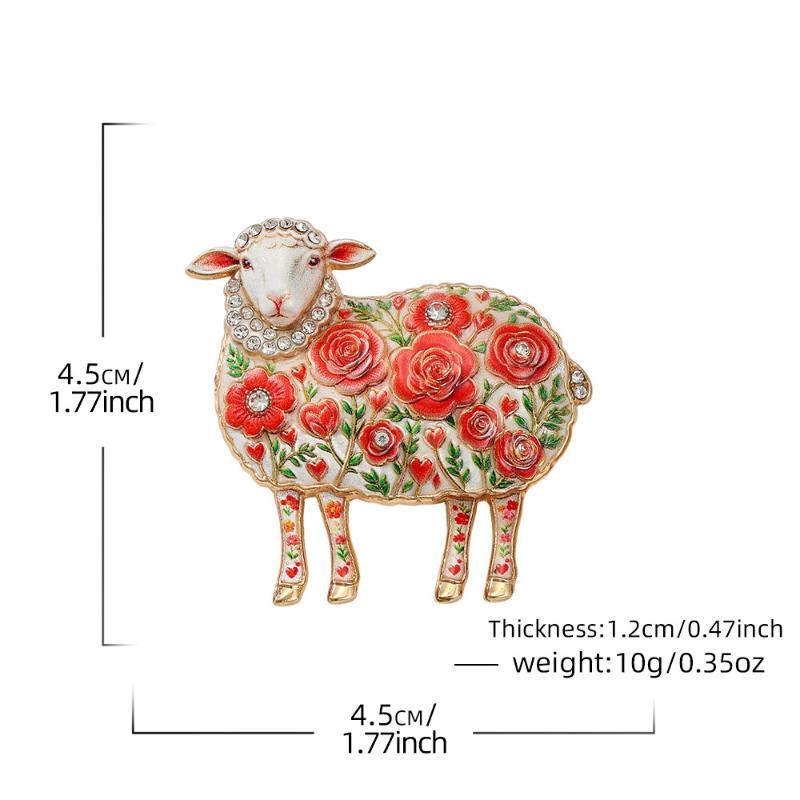 Fåre Mode Broche 4 Farver Rhinsten Blomstret Design Gedens År Mindesmærke Reversnål til Forretningsanledninger