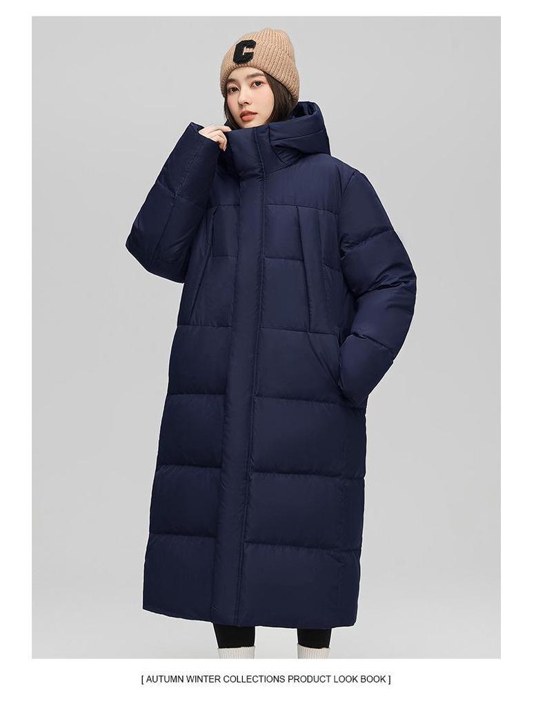 Unisex Trendy Long Over-the-Knee Winter Hooded Down Coat