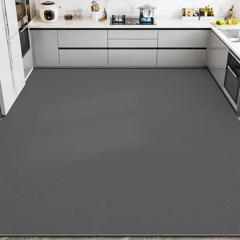 

Кухонний килимок з ПВХ, збільшеного розміру, чорний килим, водонепроникний, маслостійкий, нековзкий, великий килим, суцільний сірий, миються, шкіряні килимки 40x120cm