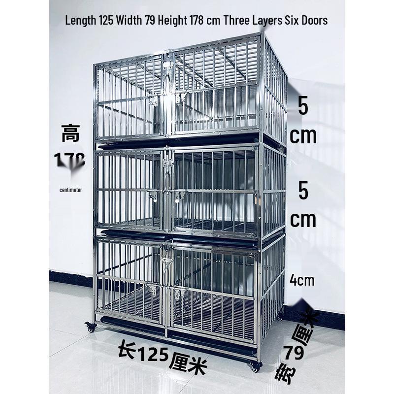 Stainless Steel Multi-Layer Dog Cage for Small to Medium Dogs - Parent-Child Design, Ideal for Pet Shops & Boarding